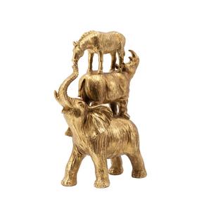 Figurine animale en métal doré avec éléphant rhinocéros et zèbre pour table basse moderne et présentoir contemporain - Product Image 3