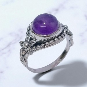 แหวนเงินสเตอร์ลิงคลาสสิกลายดอกไม้ดีไซน์แบบคลาสสิกพร้อมหินอัญมณีธรรมชาติเครื่องประดับสำหรับงานแต่งงานแบบ unisex - Product Image 3