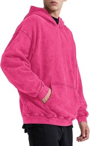 Sudadera con capucha de gran tamaño para hombre, sudadera de algodón personalizada, ropa de calle cálida de invierno, forro polar teñido liso - Product Image 5