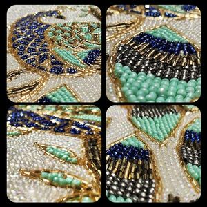 แก้วลูกปัดปักลายนกยูงสีฟ้าสำหรับตกแต่งห้องครัวหรือบนโต๊ะ - Product Image 5