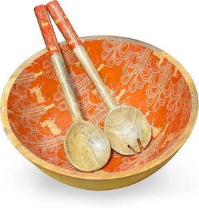 Tazón para servir de fruta y ensalada grande ecológico de alta calidad, masa de madera desechable, madera tejida, comida de uso doméstico altamente duradera - Product Image 1