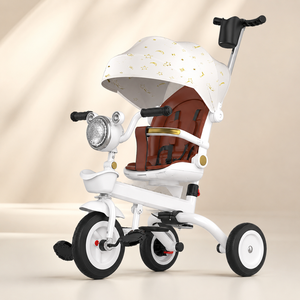 OEM 3 in 1 Kids Tricycle Stroller <strong>with</strong> Push <strong>Handle</strong> Adjustable Canopy <strong>Toddler</strong> Bike Baby <strong>Trike</strong> for Outdoor Travel - Product Image 1