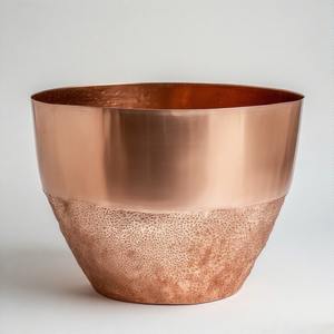 Maceta de cuenco martillado Echo Gleam en plata con labio suave para temas de decoración suave o espacios de lujo - Product Image 1