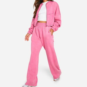 Nouveau survêtement surdimensionné de style streetwear personnalisé, vente en gros, lavage à l'acide, survêtement pour femmes, taille plus pour femmes, survêtement court - Product Image 3