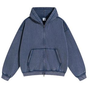 Sweat-shirt à capuche personnalisé en coton délavé, taille plus, pour homme, manches longues, style vintage - Product Image 5