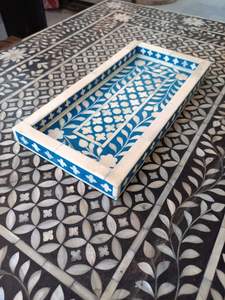 Plateau de service élégant en incrustation d'os de conception florale pour la cuisine Plateau d'occasion de Noël avec motifs d'incrustation d'os - Product Image 5