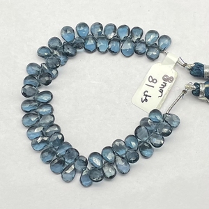Cuentas de Briolette con forma de pera facetadas de Topacio Azul de Londres natural de buena calidad, piedras preciosas de cuentas naturales para joyería - Product Image 3