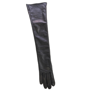 Guantes de Ópera de Piel de Oveja Negros, Largos, Cálidos para Invierno, Formales, para Fiestas, Uso Casual - Product Image 2