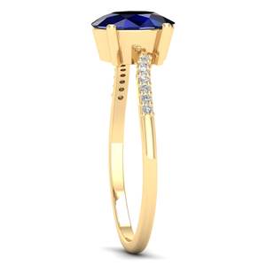 Anillo de Zafiro Azul con Corte Ovalado de 1.25 Quilates REYES Solitaire en Oro Amarillo de 14K, Certificado GRA, Joyería Fina de Moissanita para Mujer - Product Image 3