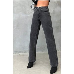 Jean en denim gris élégant et luxueux pour femme, coupe large, taille haute, ample, en coton écologique, taille 26-40 - Product Image 4