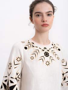 Nuevo diseño cómodo Casual señoras blanco algodón mexicano bordado blusas impresas arco mujeres camisas - Product Image 2