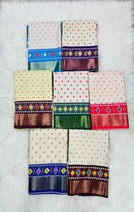 ผ้าส่าหรีผ้าไหมเนื้อนุ่มพิมพ์ลาย IKKat ดีไซเนอร์ - Product Image 6