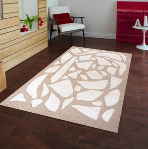 Tapis faits main en laine douce, tuftés à la main, blancs, à motifs abstraits, taille et couleur personnalisables, pour salle de sport, salon, bureau - Product Image 1