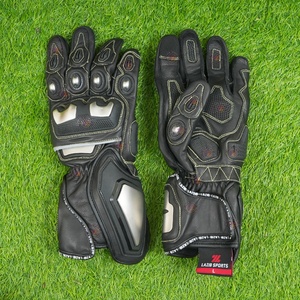 Pakistan Manufacturer Cowhide Leather <b>Motorcycle</b> Gloves Custom Branding Distressed Leather Gauntlet Cuff Full Finger Bike Gloves - Product Image 2