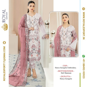 Nouveau Designer Heavy Georgette Avec Broderie Travail Costume Pakistanais Avec Dupatta Collection - Product Image 4