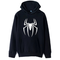 Hoodie Pria Reguler Sablon Sutra 350gsm Bahan Fleece Katun 100% Ramah Lingkungan Berhias Berlian Imitasi Laba-laba Halloween Musim Dingin Kustom OEM