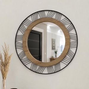 Handmade Wood Bone Inlay Resin Sunburst <b>Wall</b> <b>Mirror</b> Smooth Edge Modern Geometric Design for Living Room Entryway REHMAN CRAFT - Product Image 1