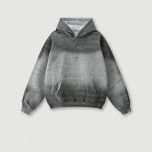 Industrie directe en gros hommes haut de gamme mode sweat Street Style Vintage polaire 100% coton coupe ample lavé teint à capuche - Product Image 1