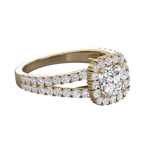 Bague de fiançailles pour femme, diamant taille coussin, certifié IGI, plaqué or 14 carats, classique, simple, fabrication indienne - Product Image 6