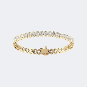 Pulsera de tenis con diamantes de corte ovalado de 7.00 quilates, engaste de bisel, oro macizo, cadena elegante, regalo de aniversario para mujeres y hombres - Product Image 3