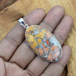 Colgante de Jaspe Malinga, Plata de Ley 925, Gema Ovalada, Joyería Hecha a Mano, Elegante Regalo para Mujer - Product Image 4