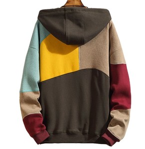 Sudaderas con capucha de gran tamaño a prueba de viento para hombre, sudaderas con capucha de gran tamaño con patrón sólido personalizado, tejido de punto con bloque de Color, sudaderas con capucha con características antiretráctiles - Product Image 4
