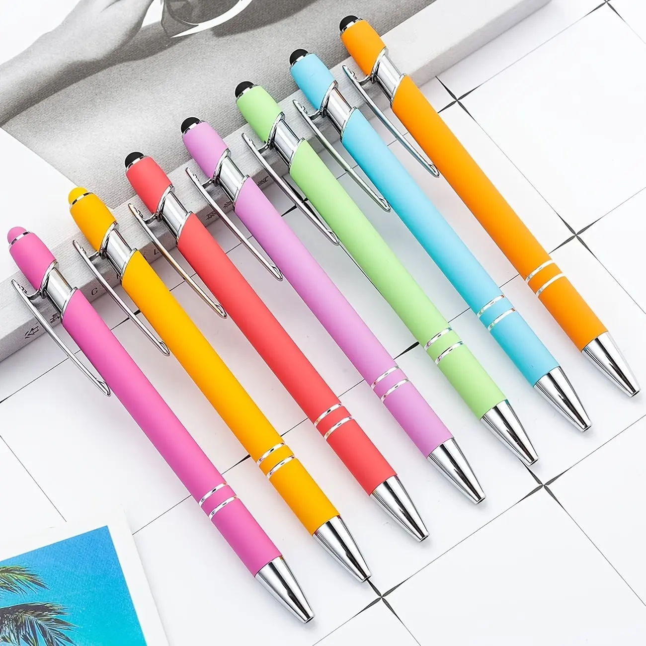 Promotion personnalisée 2-en-1 stylo à bille stylo à bille en aluminium et métal stylos à bille avec logo personnalisé pour l'école et le sport