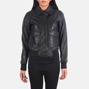 Nouvelle veste en cuir pour femme, style vintage, avec finition vieillie, décoration à rayures unique, poches avant, vestes tendance - Product Image 1