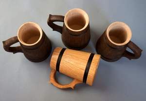 STYLE <b>BAMBOO</b> WOODEN BEER <b>MUG</b> WITH SOLID Handle Ceramic Modern Coffee <b>Mug</b> Custom Size - Product Image 2