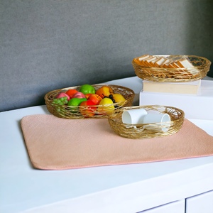 Kitchen Fruit Bowl <b>Wire</b> <b>Basket</b> Round Iron Storage Food Organizer Holder Metal <b>Wire</b> Fruit <b>Basket</b> - Product Image 2