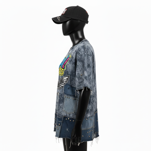 Nouveau design T-shirts en satin délavé à l'acide pour femmes Meilleure vente Col rond avec motif à carreaux Respirant Grande taille Conception de logo personnalisée Coton - Product Image 3