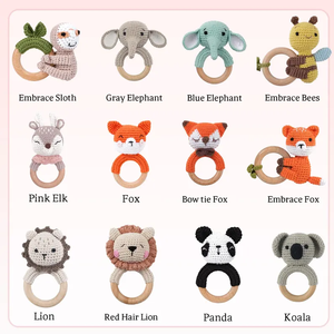 Jouets hochets en crochet personnalisés en gros, adaptés aux enfants, hochets pour bébés en crochet animalier, cadeaux de bain, jouets à saisir en crochet - Product Image 6