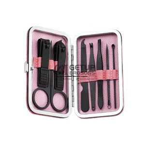 Kit profesional de manicura con diseño de recubrimiento en polvo negro, herramientas de acero inoxidable, color y logotipo personalizado - Product Image 6