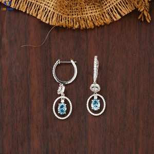 2.59TDW Boucles d'oreilles ovales et rondes en diamant taillé en brillant 18 carats en or blanc Labgrown Diamond Hpht/Cvd Diamond Jewelry - Product Image 1