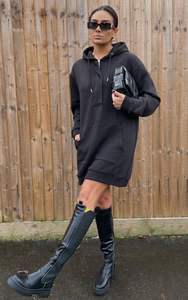 Sudadera con capucha larga lisa con hombros caídos 400GSM sudaderas con capucha sólidas para mujer Sudadera con capucha de algodón con hombros caídos y estampado personalizado al por mayor para mujer - Product Image 4