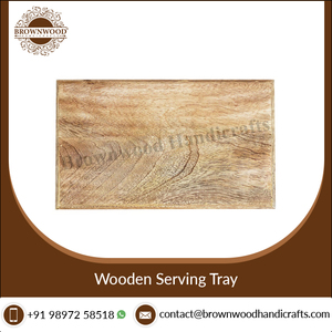 Plateau de service en bois rectangle fait à la main de taille personnalisée de haute qualité plateau en bois de service alimentaire pour la maison, l'hôtel, l'approvisionnement en restaurant - Product Image 3