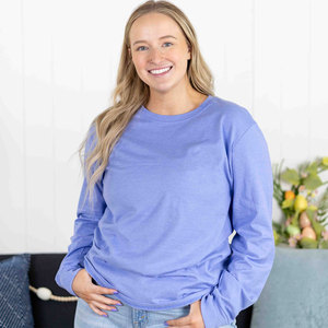 Femmes Bleu Logo Impression Hommes Impression Tshirt Brodé Design Personnalisé T-shirt à Manches Longues - Product Image 1