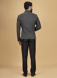 Blazer de Traje de Viscosa Gris Oscuro de Primera Calidad, Abrigo Ligero para Reuniones de Negocios y Uso Diario, Disponible para Exportación - Product Image 3