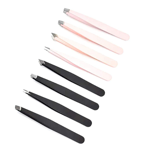 Meilleure qualité supérieure noir Premium enduit sourcils pince à épiler ensemble pointe pointue gros cosmétique pince à épiler étui Kit - Product Image 4