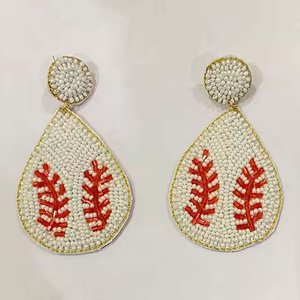 High Quality Eco-Friendly Classic Baseball Gameday Beaded Earrings for Women <b>Game</b> Day <b>Accessories</b> - Product Image 1
