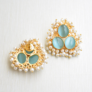 Boucles d'oreilles pendantes en laiton tendance, pierre semi-précieuse naturelle, finition en laiton antique, style avant-gardiste, haute qualité - Product Image 4