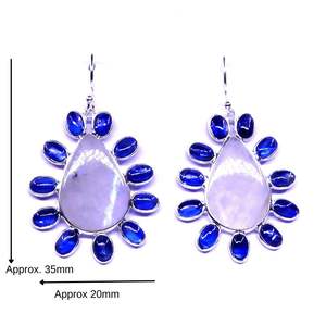 Everyday Wear Bijoux en argent sterling 925 plaqué or Boucle d'oreille en pierre de lune arc-en-ciel blanc Kyanite Gemstone - Product Image 1