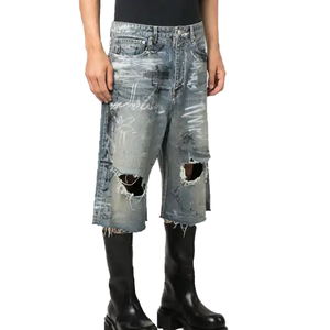 กางเกงขาสั้นเอวสูงแบบวินเทจแบบขาดใส่สบายทรงหลวมผ้าคอตตอนลาย100% แฟชั่นลำลองฤดูร้อนสั่งขายส่ง - Product Image 2