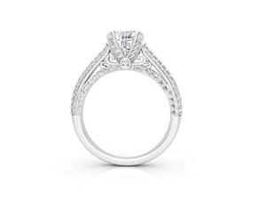 Anillo de vástago dividido en forma de corazón de diamante cultivado en laboratorio de 14K de oro sólido, banda de pavé de filigrana Vintage personalizada para bodas, fiestas finas - Product Image 3