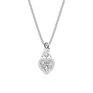 Collier Jeulia Eternal Halo Heart en argent sterling rhodié avec moissanite - Product Image 1