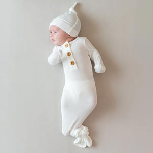 Robe nouée en bambou côtelé pour bébé nouveau-né, robe nouée personnalisée, pyjama pour bébé, sac de couchage pour bébé, vêtements pour bébé écologiques - Product Image 5