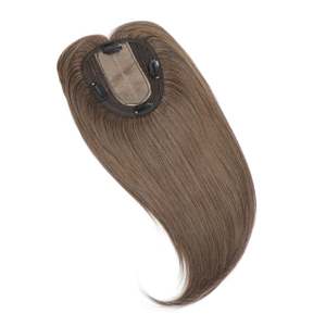 ท็อปเปอร์ผมแท้ยุโรปแบบเรมี่ พร้อมหน้าม้า ฐานไหม สีน้ำตาลประกายเทา # 8a - Product Image 2