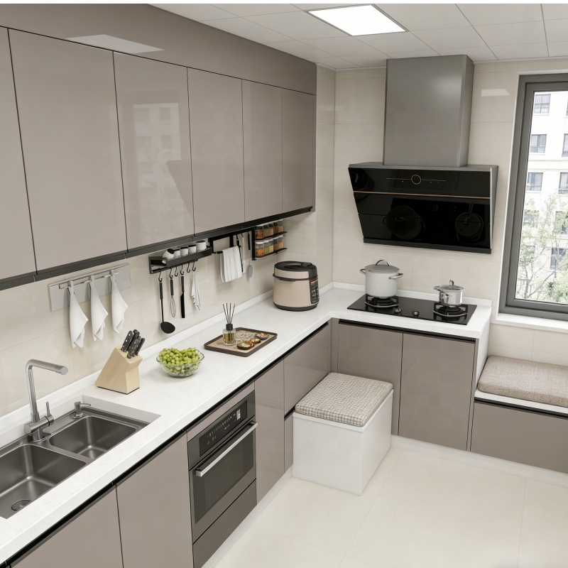 Modern Artificial Quartz Stone Countertop Kitchen Cabinet Paint Coated ...