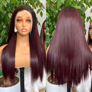 Venta al por mayor de color vino burdeos oscuro Peluca de pelo humano hueso recto extensiones de cabello real de alta calidad para las mujeres de belleza - Product Image 1