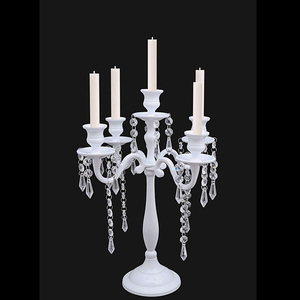 Bougeoir en aluminium à 5 bras en métal enduit blanc bougeoir taille personnalisée bougeoir décoration de mariage décoration de la maison - Product Image 1